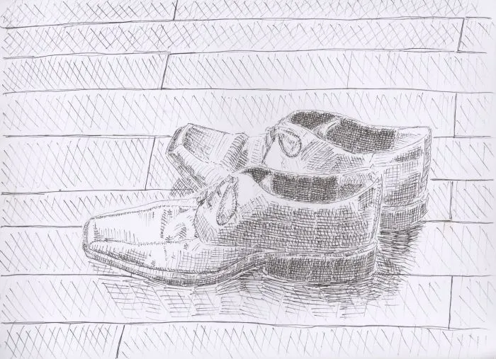 Paire de chaussures de concert sur parquet en bois